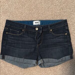 PAIGE Blue Jean Shorts with Rolled Cuffs